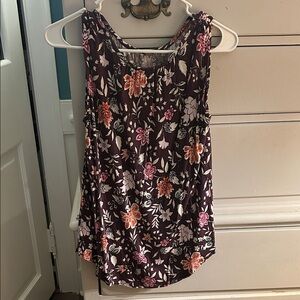 LOFT Outlets Floral Sleeveless Women's Small Top - Burgundy Floral